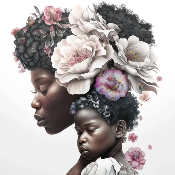 black mother & daughter Art