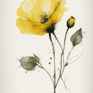 simple_yellow_water_color_flower_on_a_white_background