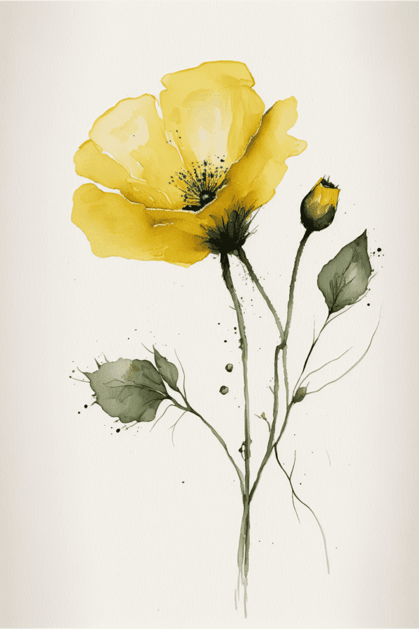 simple_yellow_water_color_flower_on_a_white_background